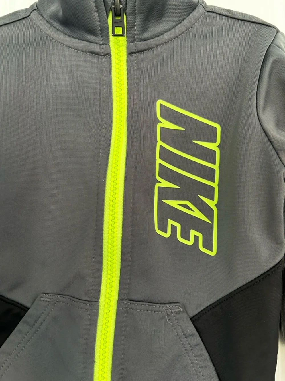 Nike boys track suit set 18 months jacket and pants grey black and neon - Picture 3 of 7